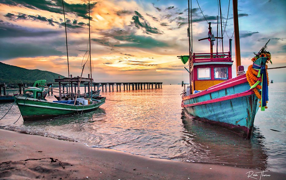 Thai Fishing Boats on Koh Larn photo By Russ Thorne