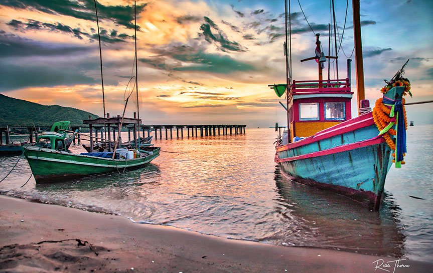 Thai Fishing Boats on Koh Larn photo By Russ Thorne