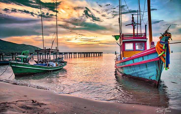 Thai Fishing Boats on Koh Larn photo By Russ Thorne