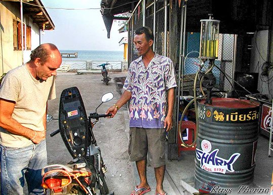 Getting some Gas for the motorbike on Koh Larn