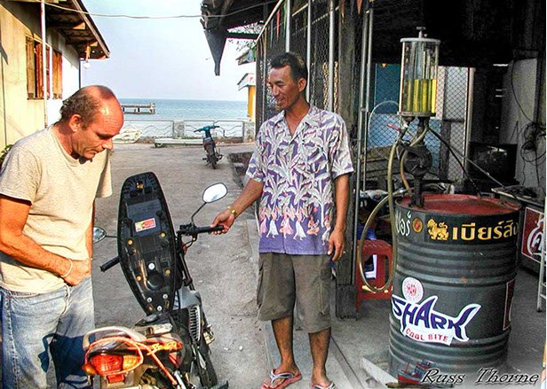 Getting some Gas for the motorbike on Koh Larn