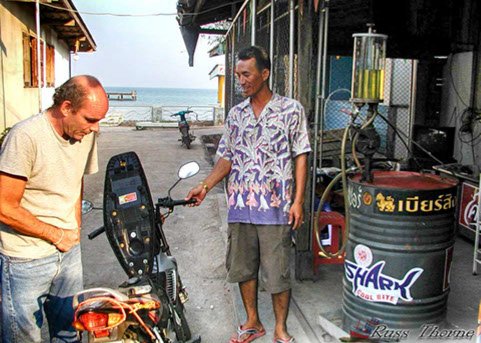 Getting some Gas for the motorbike on Koh Larn